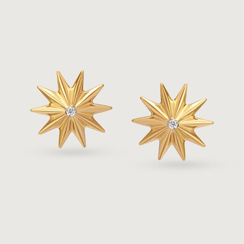 Timeless Radiating Star 14KT Diamond Stud Earring