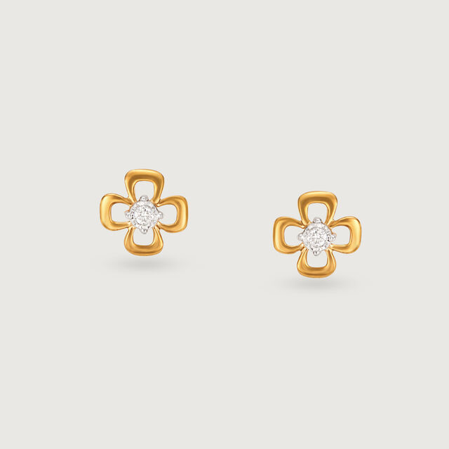 Dazzling Daisy 14 Kt Gold and Diamond Stud Earrings,,hi-res image number null
