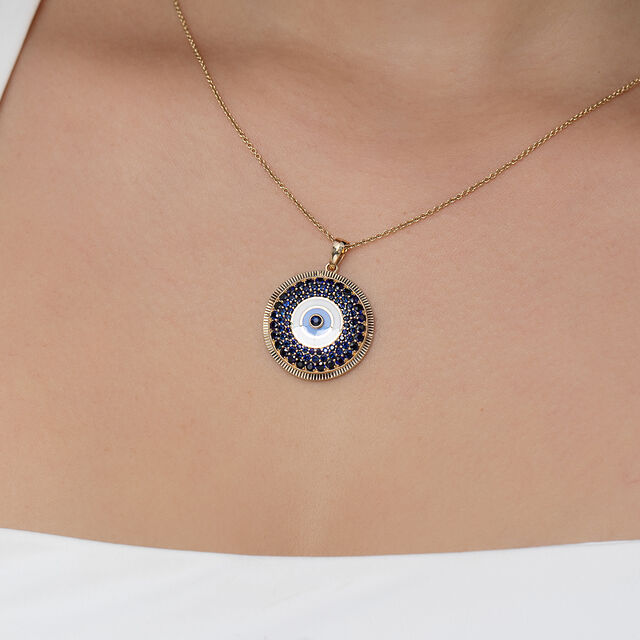 Orb of Protection Evil Eye Gold Pendant,,hi-res image number null