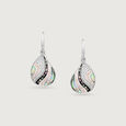 Mother of Pearl Aqua Silver Hoop Earrings,,hi-res view 4