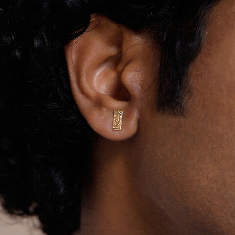 Intricate Geometric Gold Stud Earrings