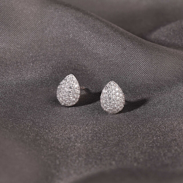 Radiant Dew Silver Stud Earrings,,hi-res image number null