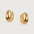 22KT Yellow Gold Brilliant Broad Hoop Earrings,,hi-res view 2