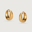 22KT Yellow Gold Brilliant Broad Hoop Earrings,,hi-res view 3
