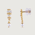 Woven Elegance Gold & Pearl Drop earrings,,hi-res view 3