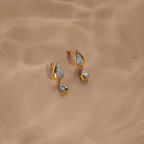 Teardrop Whisper 14 Kt Gold & Diamond Drop Earrings