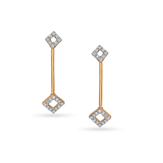 14KT Yellow Gold Diamond Drop Earrings,,hi-res view 1