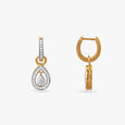 Teardrop Sparkle Diamond Hoop Earrings,,hi-res view 3