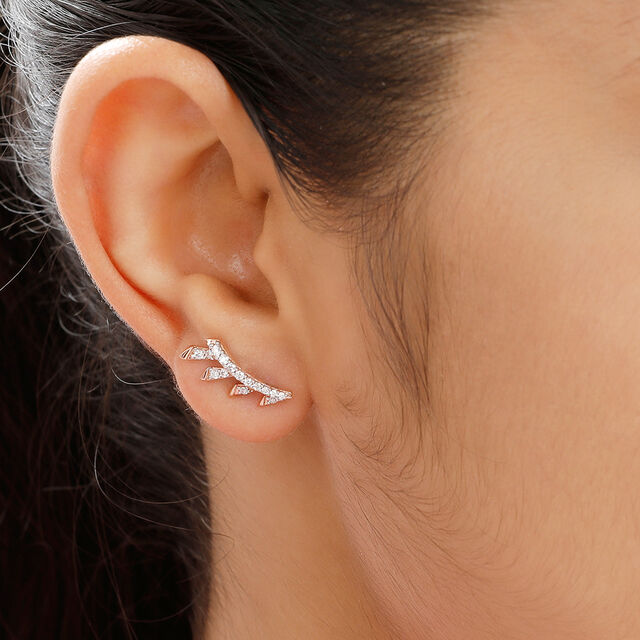 14 KT Rose Gold Sublime Dainty Stud Earrings,,hi-res view 3