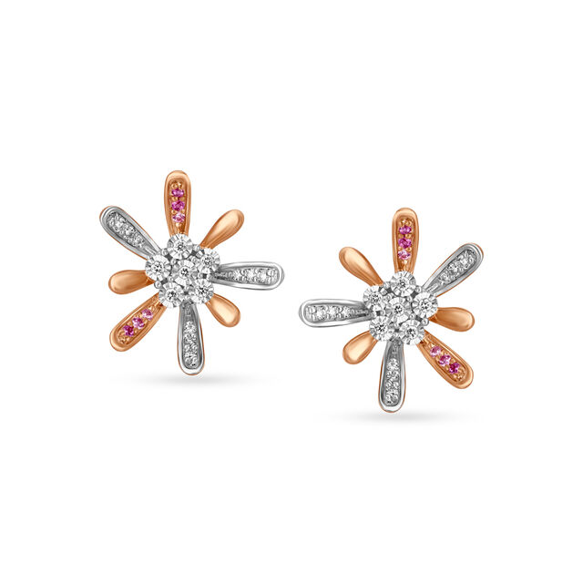 14KT Rose Gold A Pair Of Floral Earrings For Spring Lover,,hi-res view 1