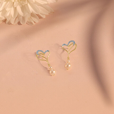 Entwined Love Pearl & Diamond Drop Earrings