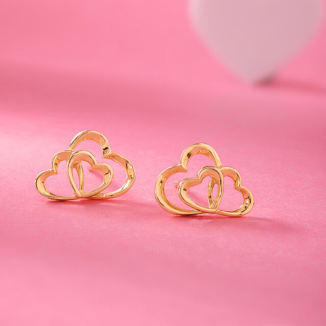 Cupid Edit Hearts Symphony 14KT  Gold Stud Earrings,,hi-res image number null