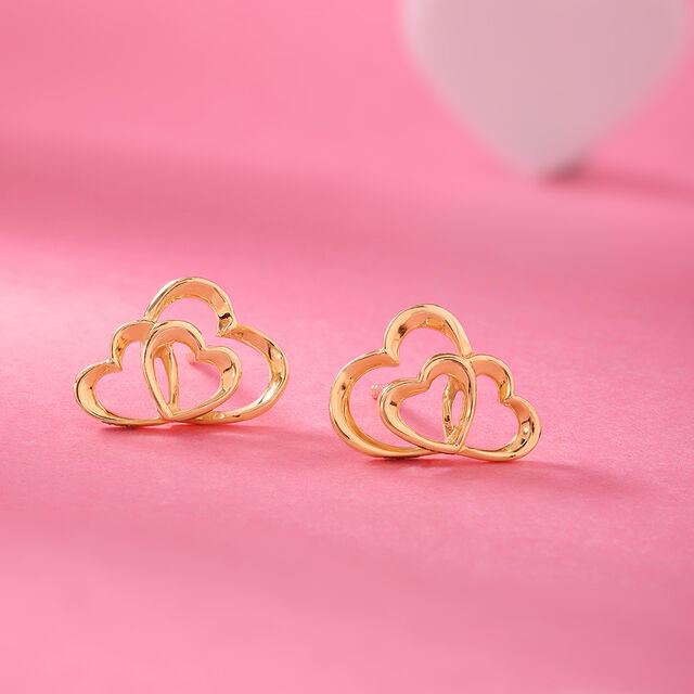 Cupid Edit Hearts Symphony 14KT Pure Gold Stud Earrings,,hi-res image number null
