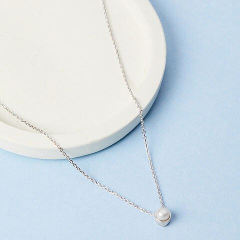Serene Pearl Drop Silver Necklace