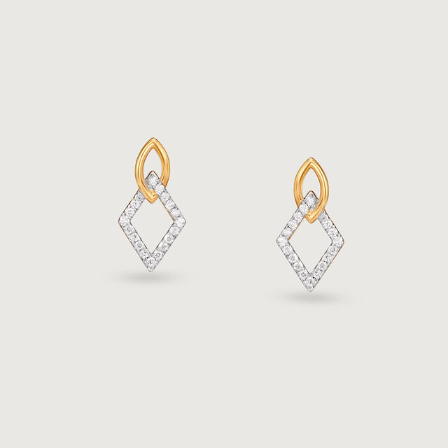 Minimalist Charm Gold & Diamond Drop Stud Earrings,,hi-res image number null