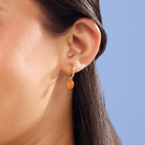 Solar Glow Carnelian Hoop Earrings