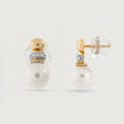 Elegant Pearl Gold & Diamond Drop Earrings,,hi-res view 4