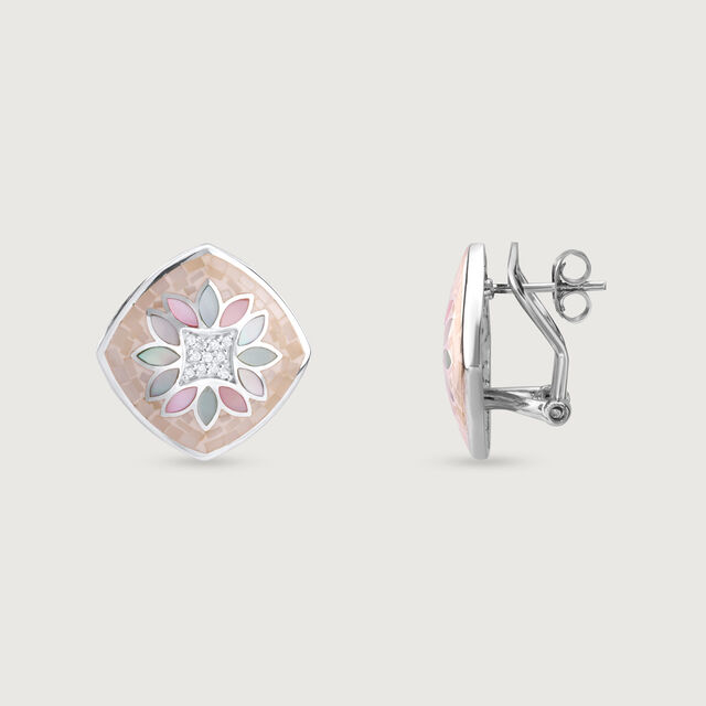 Mother of Pearl Oasis Silver Stud Earrings,,hi-res image number null