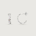 Playful Geometric Mother of Pearl Silver Hoop Earrings,,hi-res view 4