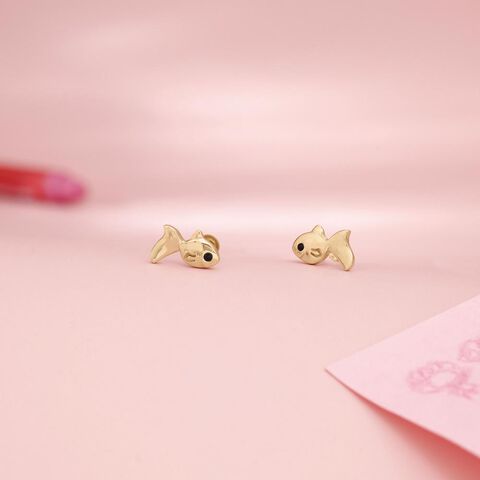 Friendly Fish Gold Stud Earrings
