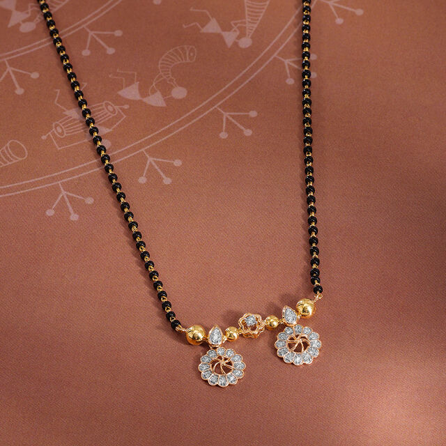 Floral Delight 18 Kt Gold and Diamond Vati Mangalsutra,,hi-res image number null