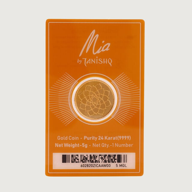 5 gm 24 Karat Lotus Gold Coin (9999 Purity),,hi-res image number null