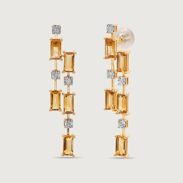 Citrine & Diamond Cascade 14KT Yellow Citrine Drop Earrings,,hi-res image number null