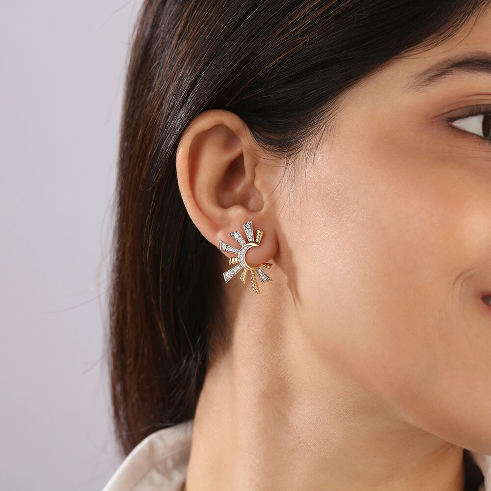 Buy Sparkling Moonlight 14KT Diamond Stud Earrings Online Mia by Tanishq