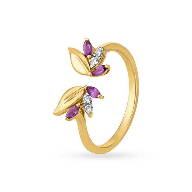 14KT Yellow Gold Floral Finger Ring,,hi-res image number null