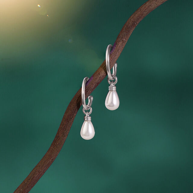 Dainty Drip Silver Hoop Earrings,,hi-res image number null