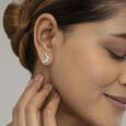Basketry Glam Gold and Diamond Stud Earrings,,hi-res view 2