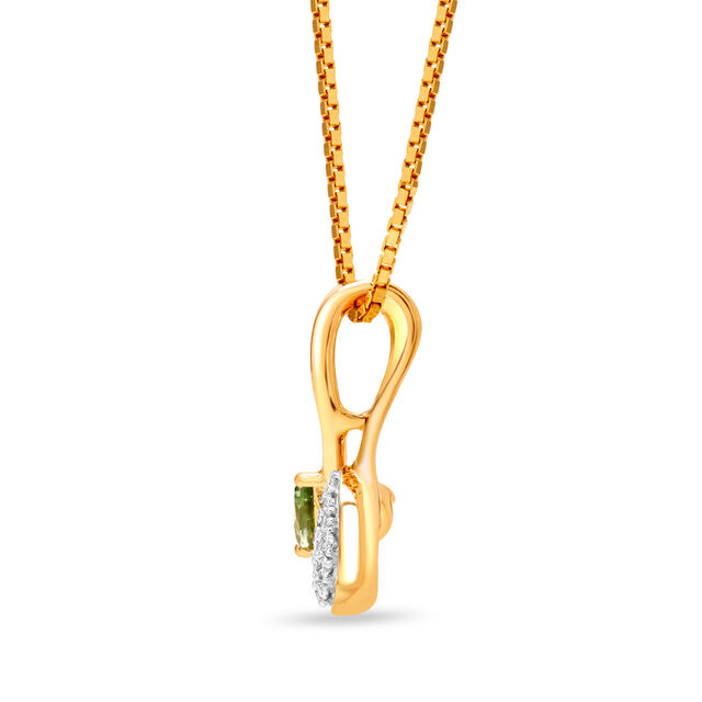 14 KT Yellow Gold Verdant Romance Diamond and Green Tourmaline Pendant,,hi-res view 5