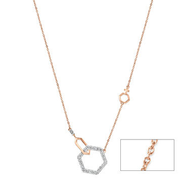 14 KT Rose Gold Dainty Hexagonal Diamond Statement Necklace