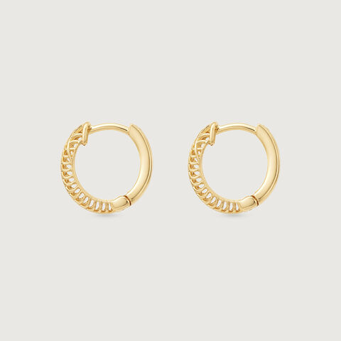 Linear Rhythm Gold Hoop Earrings