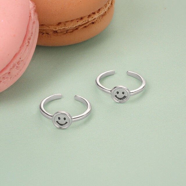 Sunny Smiley Silver Toe Ring,,hi-res image number null