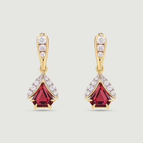 Joyful Lantern Pink Garnet Drop Earrings