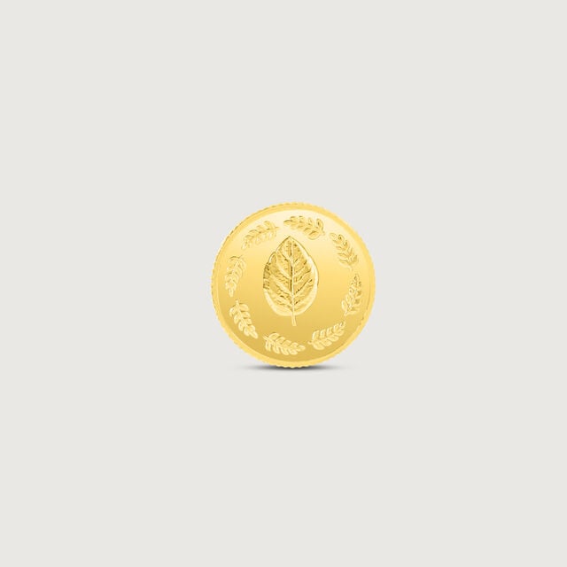 5 gm 24 Karat Tulsi Leaf Gold Coin (9999 Purity),,hi-res image number null
