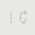 Pearl Loop Silver Hoop Earrings,,hi-res view 4