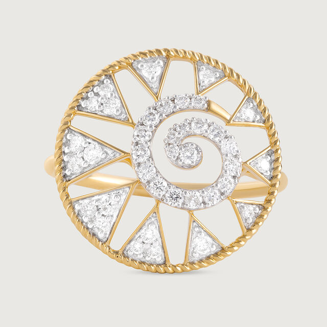 Spiral Triangular Gold & Diamond Ring,,hi-res image number null