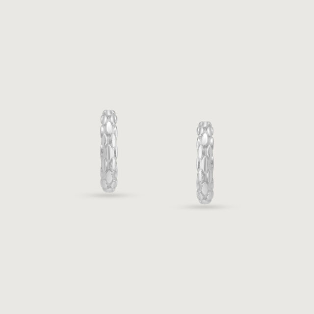 Textured Gleam Silver Hoop Earrings,,hi-res image number null