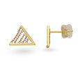 14KT Yellow & Rose Gold Stud Earrings with Triangle Design,,hi-res view 2