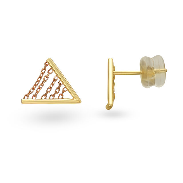 14KT Yellow & Rose Gold Stud Earrings with Triangle Design,,hi-res image number null