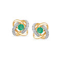 14KT Yellow Gold Radiant Ripples Emerald Stud Earring,,hi-res view 2
