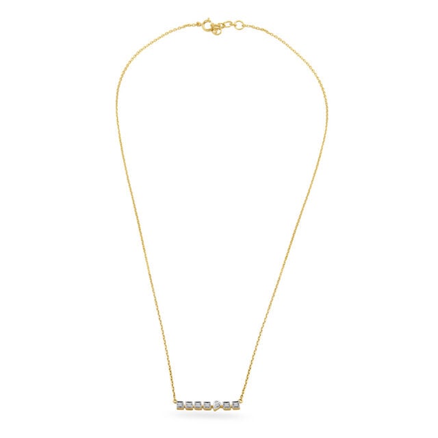 Morse Code Gold & Diamond Necklace,,hi-res image number null