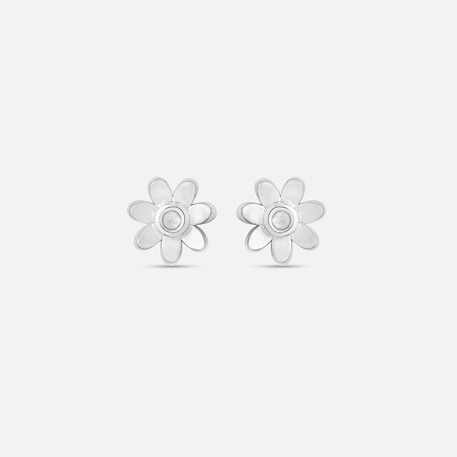 Shimmering Flower Silver Earrings,,hi-res image number null