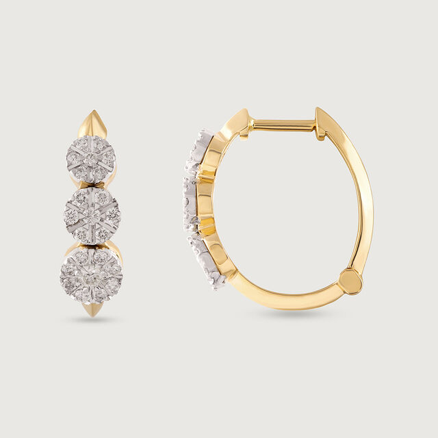 Twist Elegance Gold & Diamond Hoop Earrings,,hi-res image number null