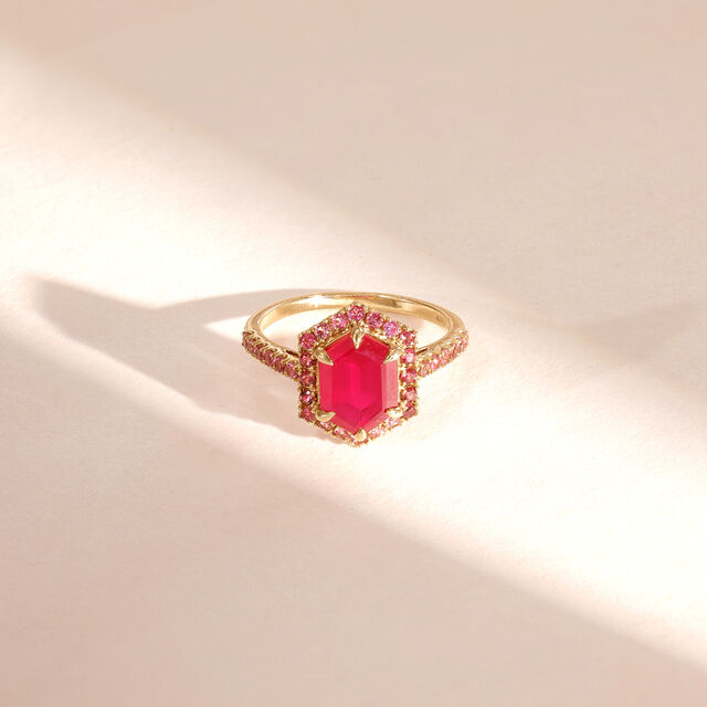 Radiant Red Tourmaline Gold Ring,,hi-res image number null