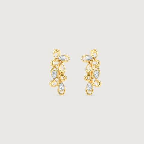 Playful Petal Diamond Hoop Earrings