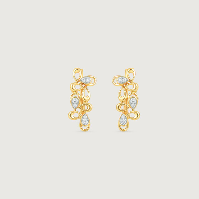 Playful Petal Diamond Hoop Earrings,,hi-res image number null