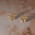 Swirl Gold & Diamond Stud Earrings,,hi-res view 1